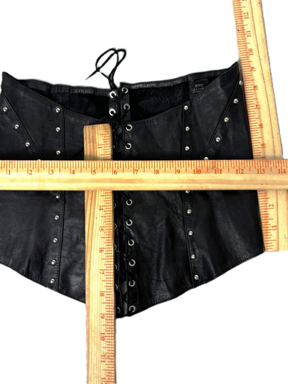Vtg Y2K XTC Leather Under Bust Waist Cincher Corset Sz Small - Picture 7 of 8